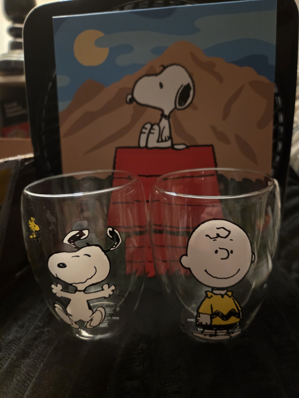 Peanuts Charlie Brown & Snoopy Glass Tumblers - Clear with Yellow & Red Accents